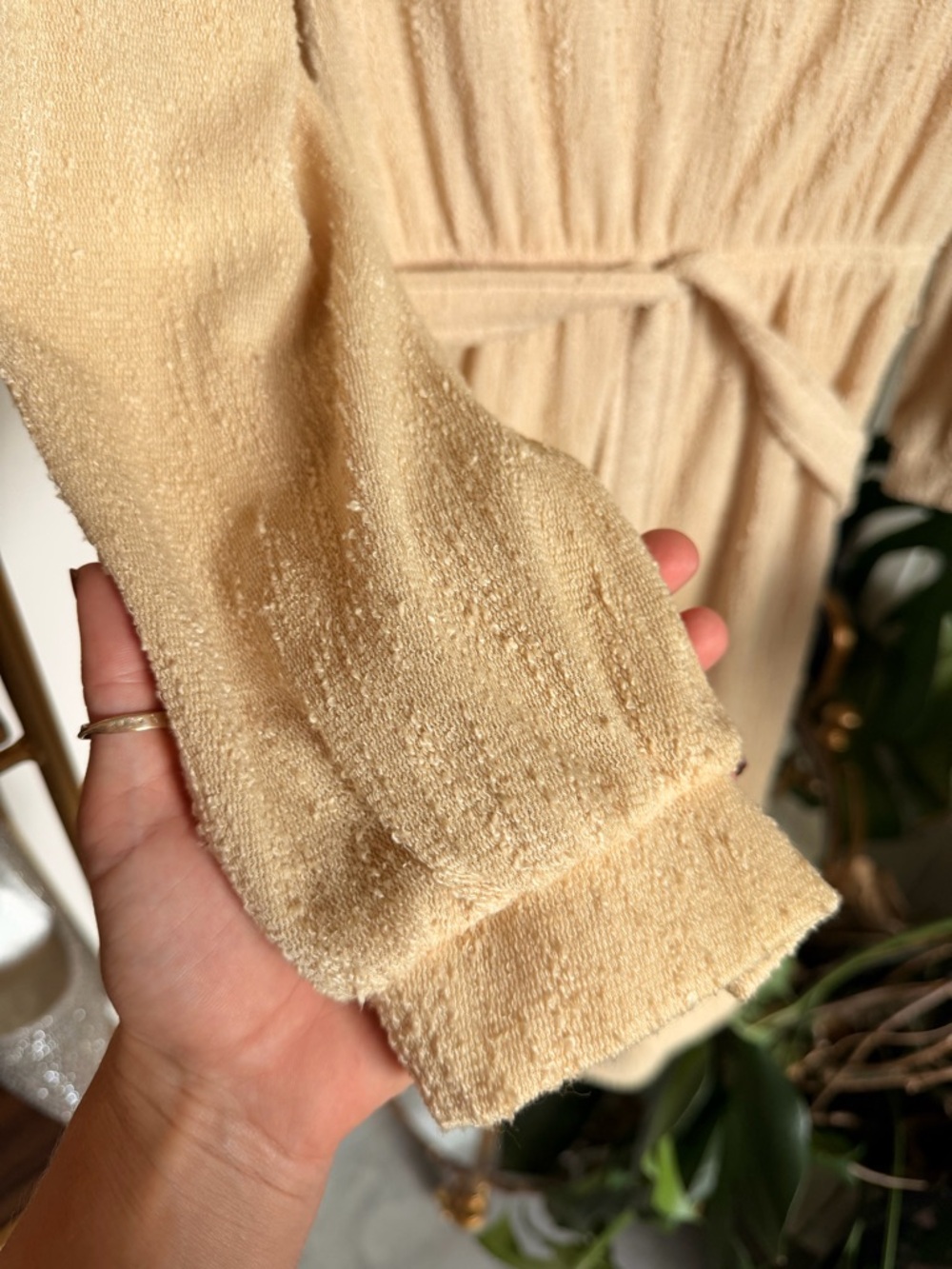 Vintage Lanvin Beige Cream Long-Sleeve Dress with Tie Waist - Picture 3 of 6